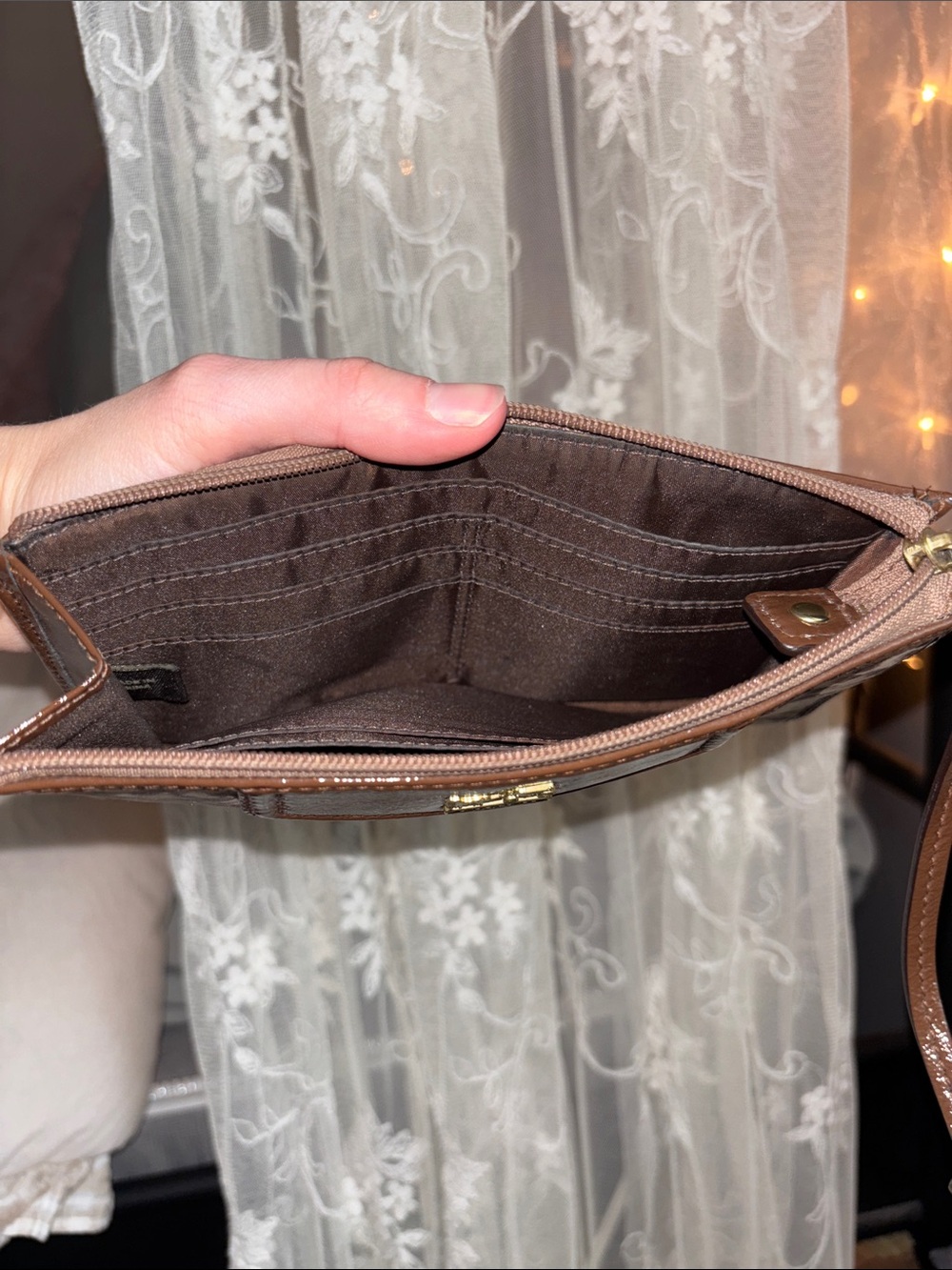 Coach Snake-Print Wristlet in Brown and Cream - Picture 3 of 4